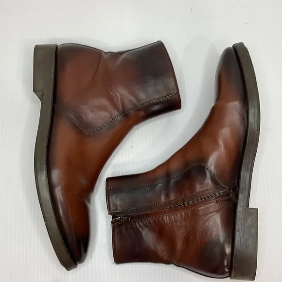 To Boot New York Men’s Sz 11.5 Rosemont Marrone Burnished Leather Boot Brown Zip - Picture 10 of 15